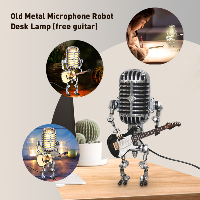 LAST DAY 65% OFF🎁Vintage Metal Microphone Robot Desk Lamp🎸(Get Free Guitar)