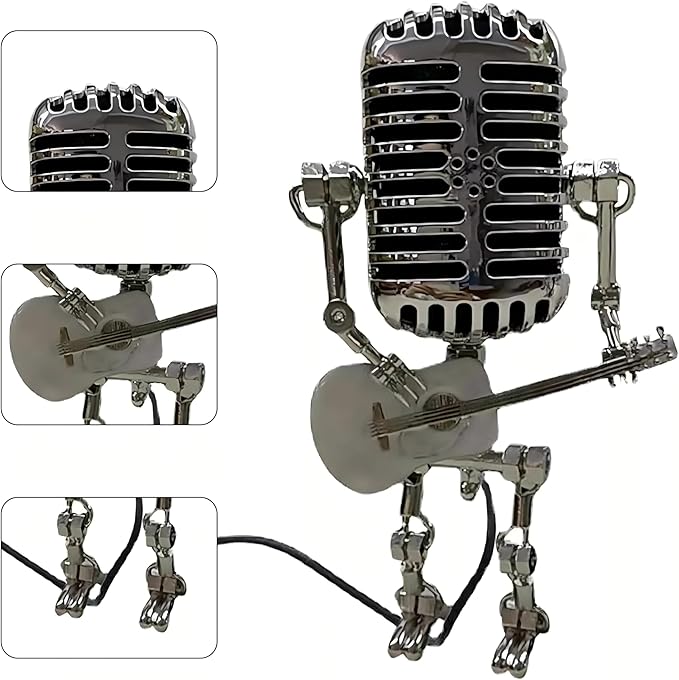 LAST DAY 65% OFF🎁Vintage Metal Microphone Robot Desk Lamp🎸(Get Free Guitar)