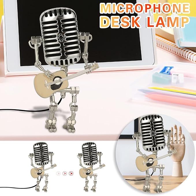 LAST DAY 65% OFF🎁Vintage Metal Microphone Robot Desk Lamp🎸(Get Free Guitar)