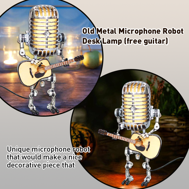 LAST DAY 65% OFF🎁Vintage Metal Microphone Robot Desk Lamp🎸(Get Free Guitar)
