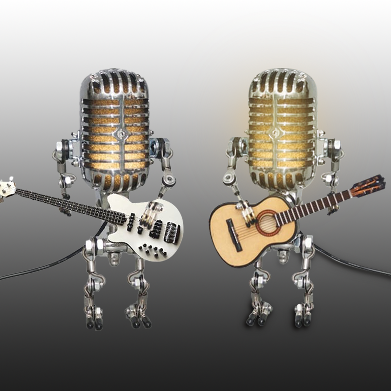 LAST DAY 65% OFF🎁Vintage Metal Microphone Robot Desk Lamp🎸(Get Free Guitar)