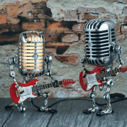 LAST DAY 65% OFF🎁Vintage Metal Microphone Robot Desk Lamp🎸(Get Free Guitar)