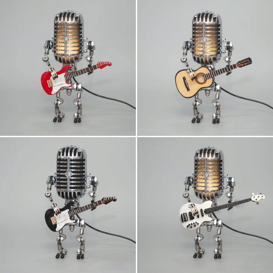 LAST DAY 65% OFF🎁Vintage Metal Microphone Robot Desk Lamp🎸(Get Free Guitar)